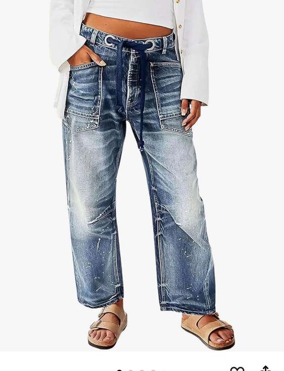 Flamingals Denim - Women's Blue Washed Wide Leg Jeans